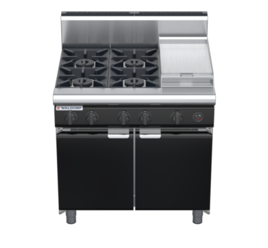 waldorf bold rn8603gh-cd-b0 900mm gas cooktop oncabinet base with door and high splashback