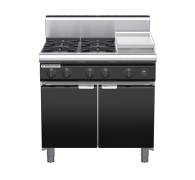 waldorf bold rn8603gh-cd-b0 900mm gas cooktop oncabinet base with door and high splashback