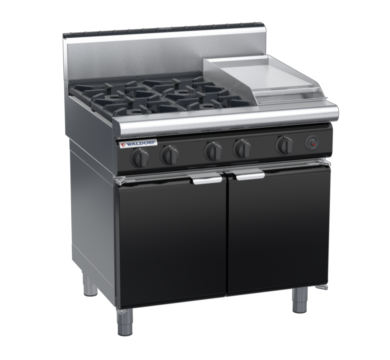 waldorf bold rn8603gh-cd-b0 900mm gas cooktop oncabinet base with door and high splashback