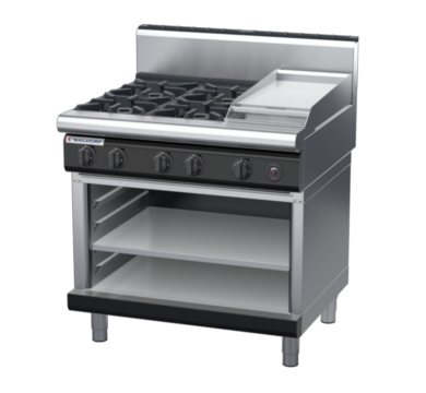 waldorf bold rn8603gh-ob-b0 900mm gas cooktop on open base with high splashback