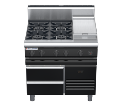 waldorf bold rn8603gh-rb-b0 900mm gas cooktop on refrigerated base with high splashback