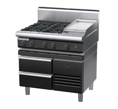 waldorf bold rn8603gh-rb-b0 900mm gas cooktop on refrigerated base with high splashback