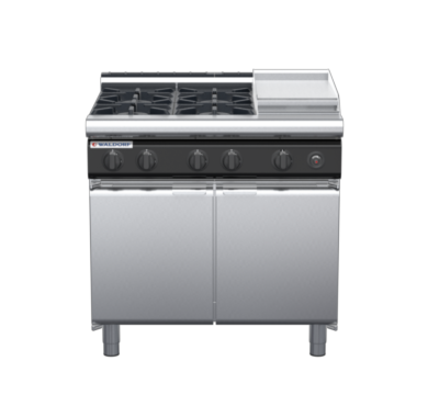waldorf cue rn8603gl-cd-c0 900mm gas cooktop oncabinet base with door and low splashback