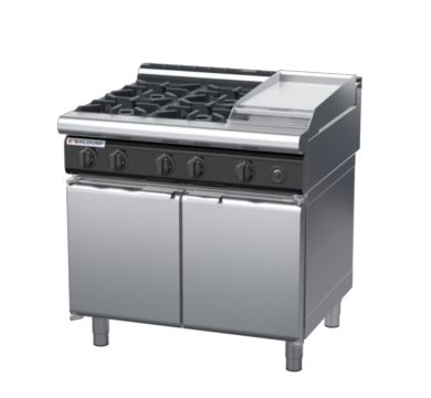 waldorf cue rn8603gl-cd-c0 900mm gas cooktop oncabinet base with door and low splashback