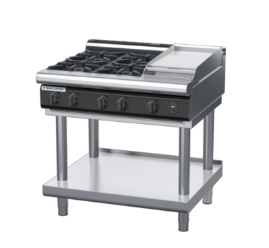 waldorf cue rn8603gl-ls-c0 900mm gas cooktop on leg stand with low splashback