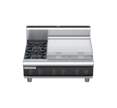 waldorf cue rn8606gh-b-c0 900mm gas cooktop bench model with high splashback