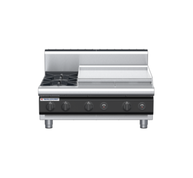 waldorf cue rn8606gh-b-c0 900mm gas cooktop bench model with high splashback