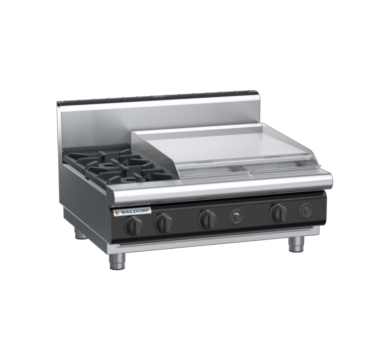 waldorf cue rn8606gh-b-c0 900mm gas cooktop bench model with high splashback