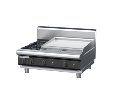 waldorf cue rn8606gh-b-c0 900mm gas cooktop bench model with high splashback