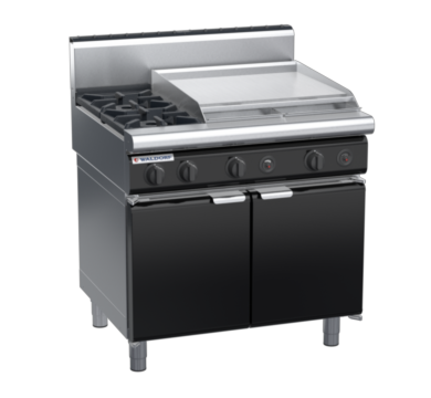 waldorf bold rn8606gh-cd-b0 900mm gas cooktop oncabinet base with door and high splashback