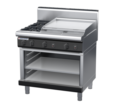 waldorf bold rn8606gh-ob-b0 900mm gas cooktop on open base with high splashback
