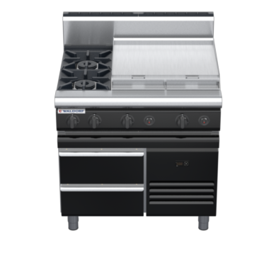 waldorf bold rn8606gh-rb-b0 900mm gas cooktop on refrigerated base with high splashback