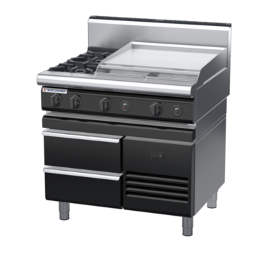 waldorf bold rn8606gh-rb-b0 900mm gas cooktop on refrigerated base with high splashback