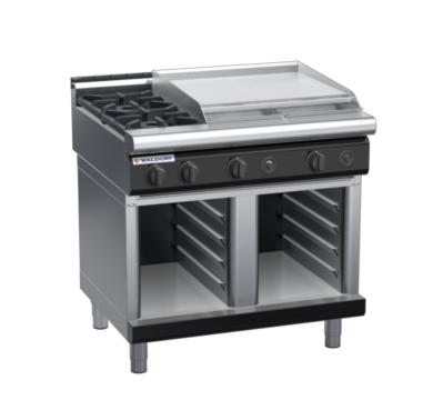 waldorf bold rn8606gl-cb-b0 900mm gas cooktop on cabinet base with low splashback