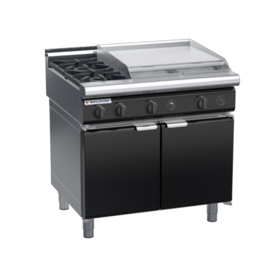 waldorf bold rn8606gl-cd-b0 900mm gas cooktop oncabinet base with door and low splashback