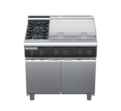 waldorf cue rn8606gl-cd-c0 900mm gas cooktop oncabinet base with door and low splashback