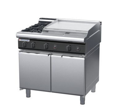 waldorf cue rn8606gl-cd-c0 900mm gas cooktop oncabinet base with door and low splashback