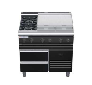 waldorf bold rn8606gl-rb-b0 900mm gas cooktop on refrigerated base with low splashback