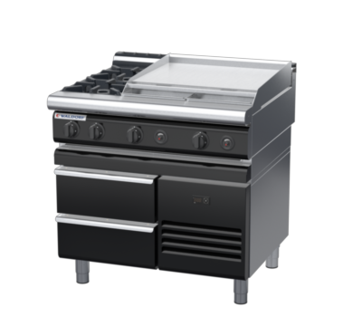 waldorf bold rn8606gl-rb-b0 900mm gas cooktop on refrigerated base with low splashback