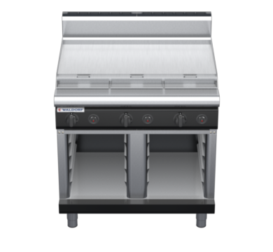waldorf bold rn8609gh-cb-b0 900mm gas cooktop on cabinet base with high splashback