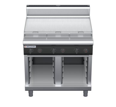 waldorf cue rn8609gh-cb-c0 900mm gas cooktop on cabinet base with high splashback