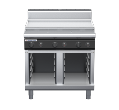 waldorf cue rn8609gh-cb-c0 900mm gas cooktop on cabinet base with high splashback