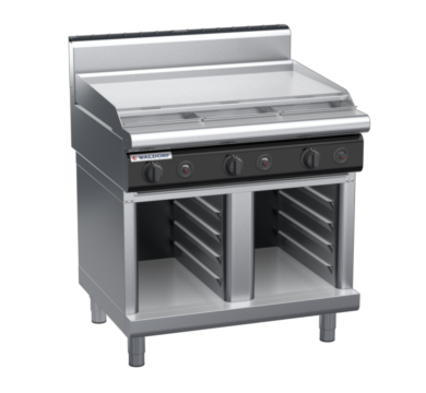 waldorf cue rn8609gh-cb-c0 900mm gas cooktop on cabinet base with high splashback