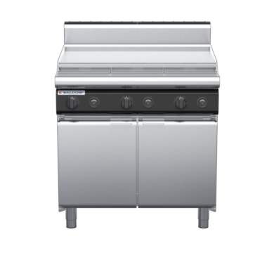 waldorf cue rn8609gh-cd-c0 900mm gas cooktop oncabinet base with door and high splashback
