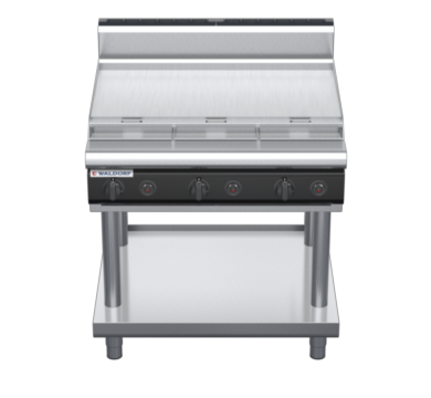 waldorf cue rn8609gh-ls-c0 900mm gas cooktop on leg stand with high splashback