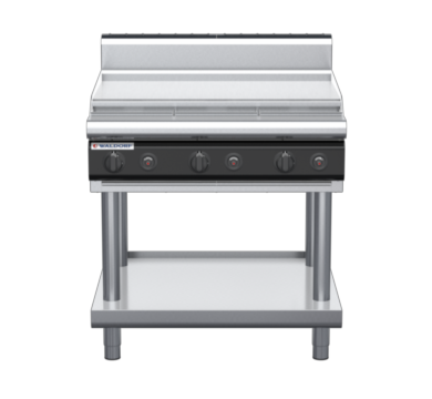 waldorf cue rn8609gh-ls-c0 900mm gas cooktop on leg stand with high splashback