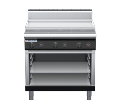 waldorf bold rn8609gh-ob-b0 900mm gas cooktop on open base with high splashback