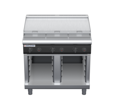 waldorf cue rn8609gl-cb-c0 900mm gas cooktop on cabinet base with low splashback