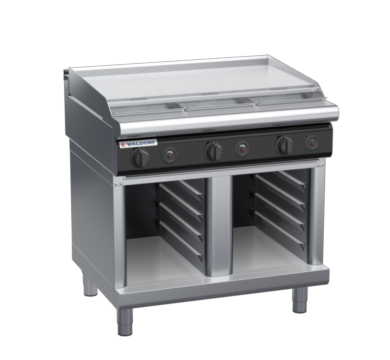 waldorf cue rn8609gl-cb-c0 900mm gas cooktop on cabinet base with low splashback
