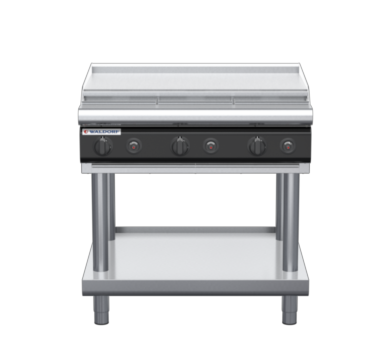waldorf cue rn8609gl-ls-c0 900mm gas cooktop on leg stand with low splashback