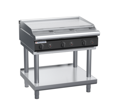 waldorf cue rn8609gl-ls-c0 900mm gas cooktop on leg stand with low splashback