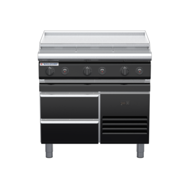 waldorf bold rn8609gl-rb-b0 900mm gas cooktop on refrigerated base with low splashback