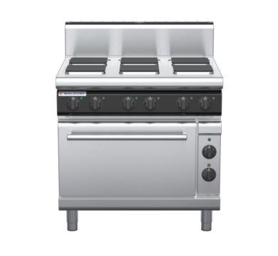 waldorf cue rn8610ech-c0 900mm electric sealed hobs oven range with high splashback