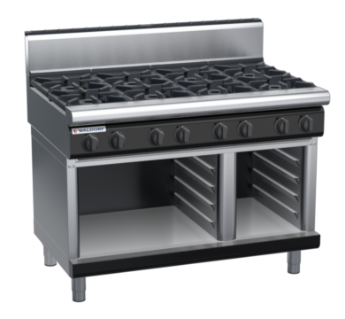 waldorf bold rn8800gh-cb-b0 1200mm gas cooktop on cabinet base with high splashback