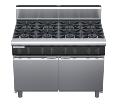 waldorf cue rn8800gh-cd-c0 1200mm gas cooktop oncabinet base with door and high splashback