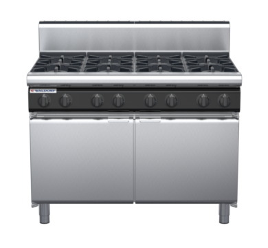 waldorf cue rn8800gh-cd-c0 1200mm gas cooktop oncabinet base with door and high splashback