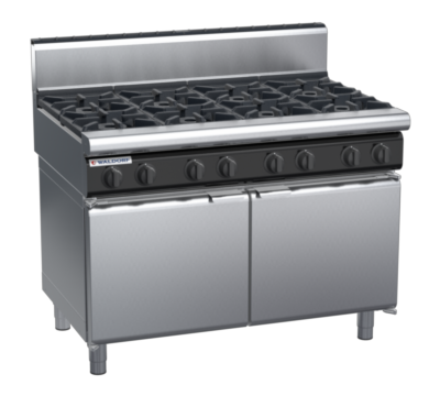 waldorf cue rn8800gh-cd-c0 1200mm gas cooktop oncabinet base with door and high splashback