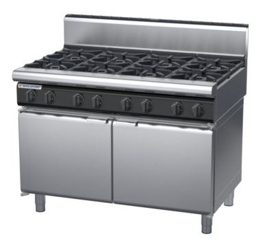 waldorf cue rn8800gh-cd-c0 1200mm gas cooktop oncabinet base with door and high splashback