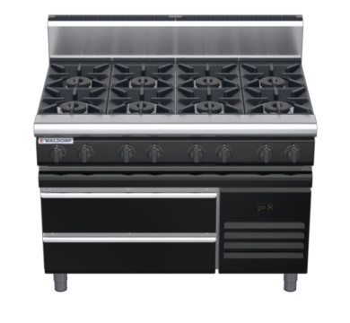 waldorf bold rn8800gh-rb-b0 1200mm gas cooktop on refrigerated base with high splashback
