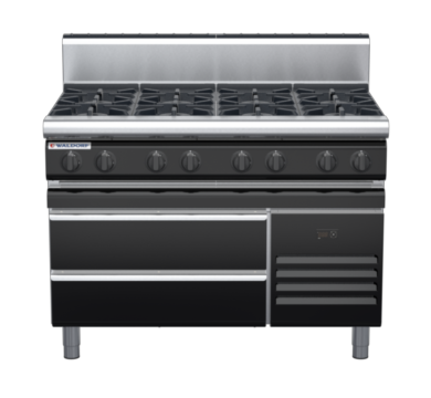 waldorf bold rn8800gh-rb-b0 1200mm gas cooktop on refrigerated base with high splashback