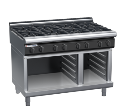 waldorf cue rn8800gl-cb-c0 1200mm gas cooktop on cabinet base with low splashback