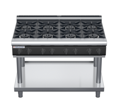 waldorf cue rn8800gl-ls-c0 1200mm gas cooktop on leg stand with low splashback