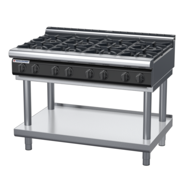 waldorf cue rn8800gl-ls-c0 1200mm gas cooktop on leg stand with low splashback