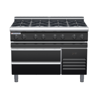 waldorf bold rn8800gl-rb-b0 1200mm gas cooktop on refrigerated base with low splashback