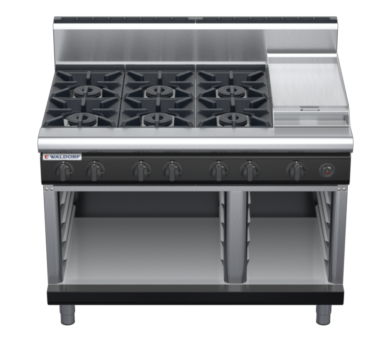 waldorf bold rn8803gh-cb-b0 1200mm gas cooktop on cabinet base with high splashback