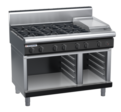 waldorf bold rn8803gh-cb-b0 1200mm gas cooktop on cabinet base with high splashback